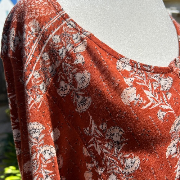 Style & Co. Top Tunic Peasant Paisley Medium Amber Orange Fall Autumn - Picture 7 of 11